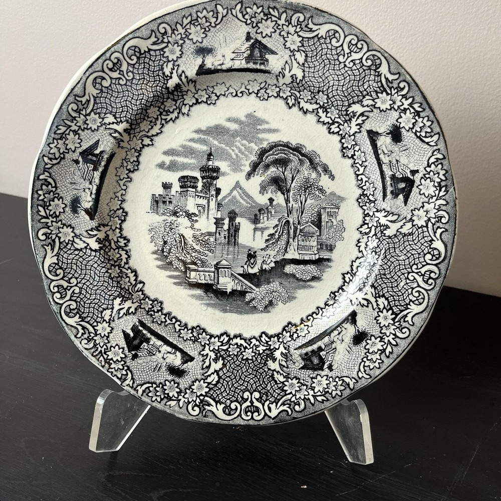 Kannreuther Frauer & Co. Black Transferware Plate‎ Birmingham Antique Late 1800s